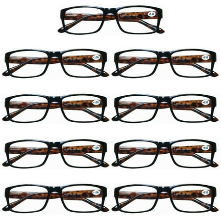 9 Pairs Womens Mens Unisex Rectangular Blue Light Blocking Reading Glasses Spring Hinge Readers +2.75