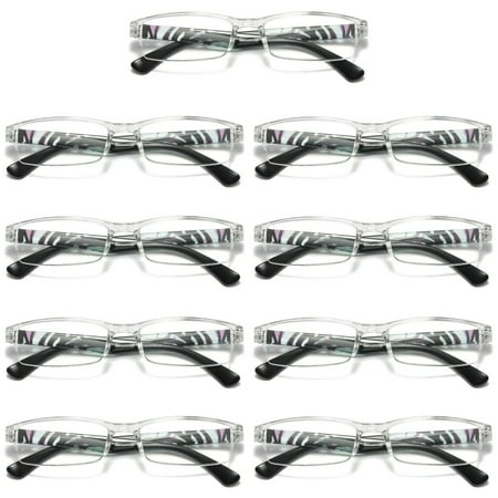 9 Pairs Womens Slim Rectangle Half Frame Blue Light Blocking Reading Glasses Readers +4.00