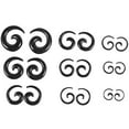 thumbnail image 1 of 9 Pairs of Acrylic Spiral Taper Tunnel Ear Stretcher Expander Plugs---Black, 1 of 7