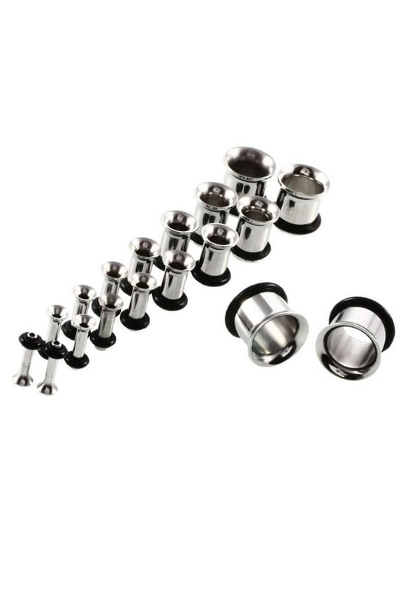 9 Pairs of Stainless Steel Ear Tunnels Ear Gauges Piercings Jewelry -