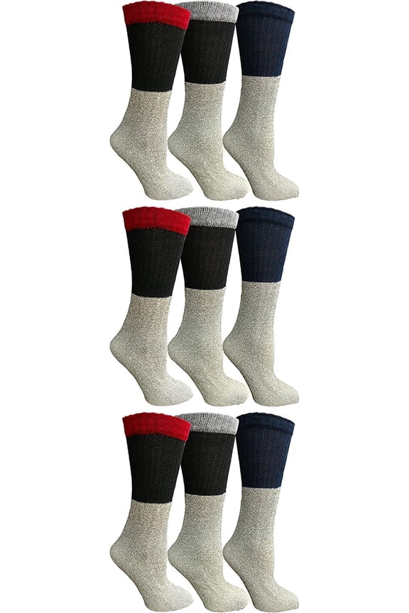 9 Pairs of Thermal Tube Socks, Warm Terry Cushioning Boot Sock, Mens or Womens by WSD (9-11, Assorted A)