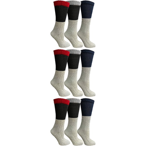 9 Pairs of Thermal Tube Socks, Warm Terry Cushioning Boot Sock, Mens or Womens by WSD (9-11, Assorted A)