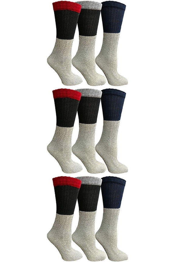 9 Pairs of Thermal Tube Socks, Warm Terry Cushioning Boot Sock, Mens or Womens by WSD (9-11, Assorted A)
