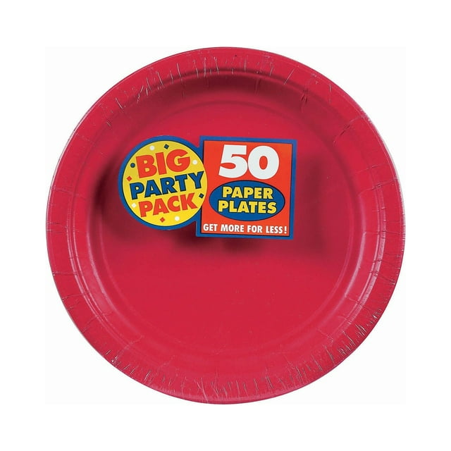 9" Paper Lunch Plates, Apple Red, 50 ct