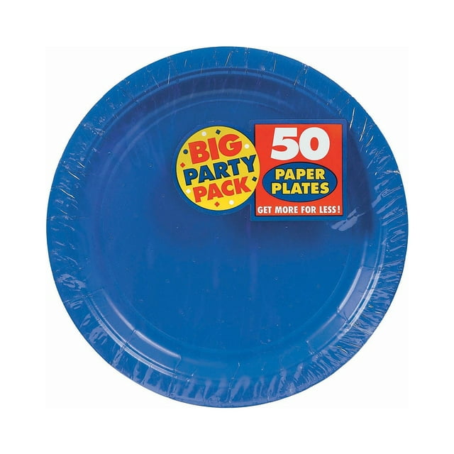 9" Paper Lunch Plates, Bright Rotal Blue, 50 ct