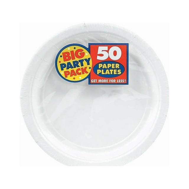 9" Paper Lunch Plates, White, 50 ct