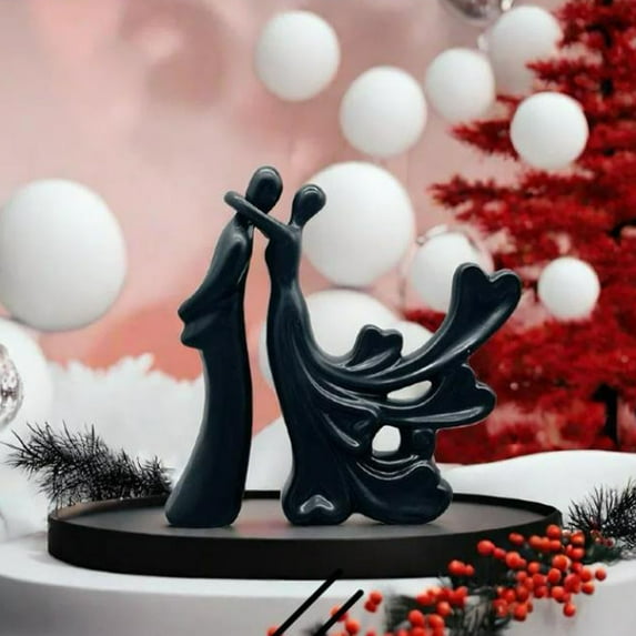 9" Passionate Lover Embrace Couple Figurine Lady Man Wedding Gift Home Living Room Decor(E)