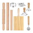 thumbnail image 1 of 9Pcs Pasta Making Tools Set, Wooden Rolling Pin, Gnocchi Board, Ravioli Stamp Maker Cutter, Pastry Cutter Wheel, 1 of 6