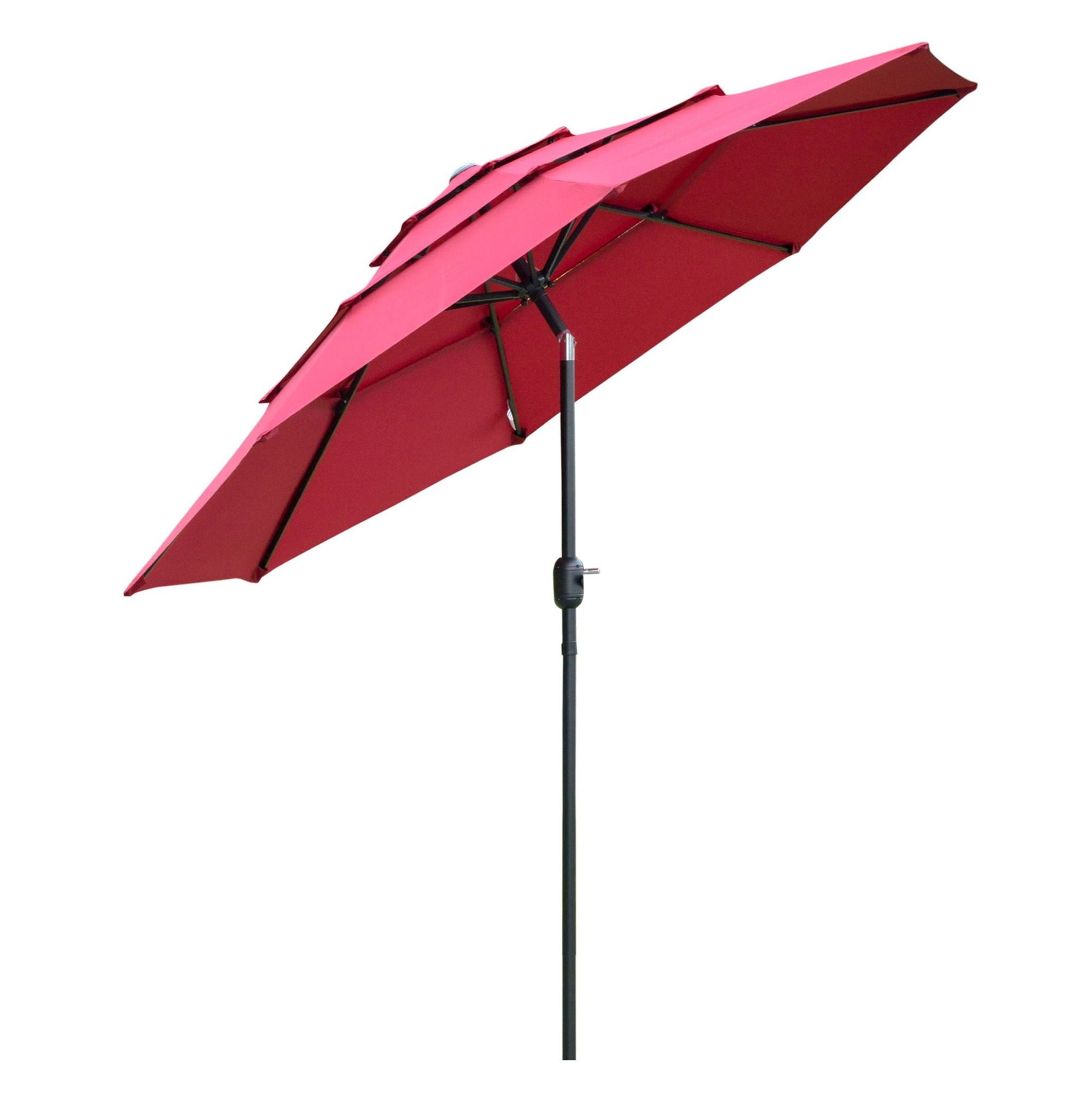 9' Patio Umbrella, Wine Red - Outdoor Market Umbrella with Crank & Tilt