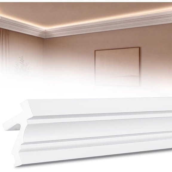 9 Pc 47.2"(Total 35.4Ft) Ceiling Crown Molding with LED Duct Kit