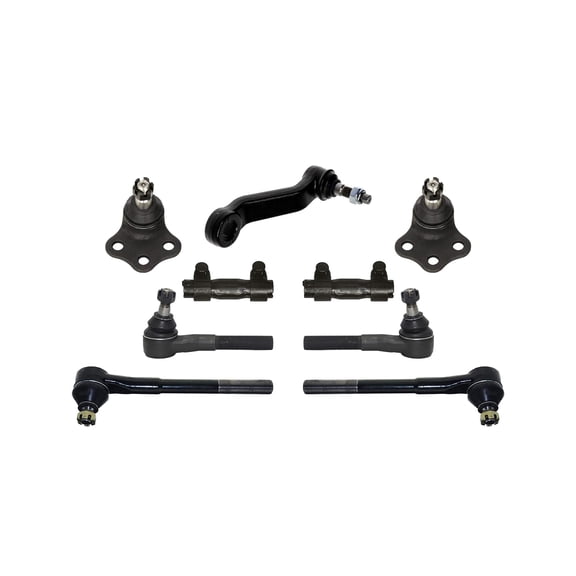 9 Pc Front Suspension Outer & Inner Tie Rod Ends, Adjusting Sleeves, Pitman Arms, Upper Ball Joints, Compatible with RWD Models