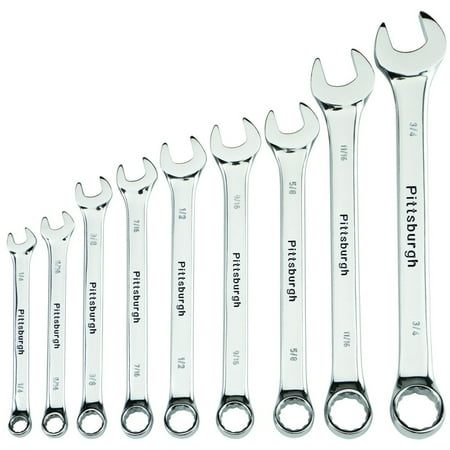9 Pc Fully Polished SAE Combination Wrench Set