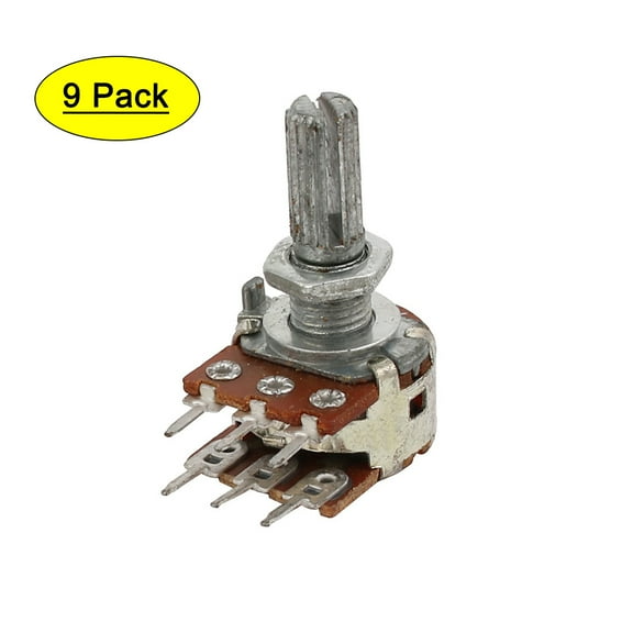 9 Pcs 10K ohm 6 Terminal Split Shaft Rotary Linear Dual Taper Potentiometer