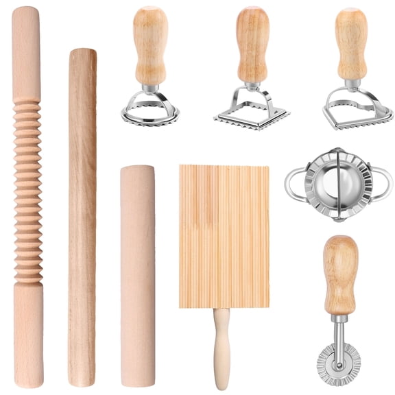 9 Pcs 14 Inch Bamboo Stainless Steel Pasta Making Kit Professional Dough Extrusion