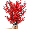 thumbnail image 1 of 9 Pcs 16.5 Inch Berries Stems Winter Artificial Pine Picks Christmas Floral Stems Faux Floral Berry Picks Home Flower Picks for Flower Arrangements DIY Craft Festival Holiday Decor (Red) A, 1 of 5