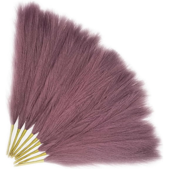 9 Pcs 17 Inch Purple Faux Pampas Grass Decor, Fluffy Artificial Dried Flower Stems for Boho Wedding Home Vase Arrangement