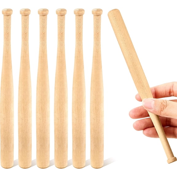 9 Pcs 8 Inches Unfinished Mini Baseball Bat Unpainted Small Wooden Bats for Painting Keychain Action Figures DIY Craft Projects Ball Sports Party Favors