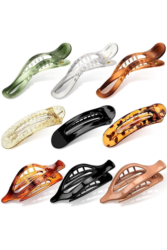 9 Pcs Alligator Hair Clips Oval French Barrette Flat Claw Clips Plastic Hair Accessories for Women Jaw Hair Clips for Styling Hair Clamps Barrettes for Thick Curly Fine Hair Sectioning Girls Gifts