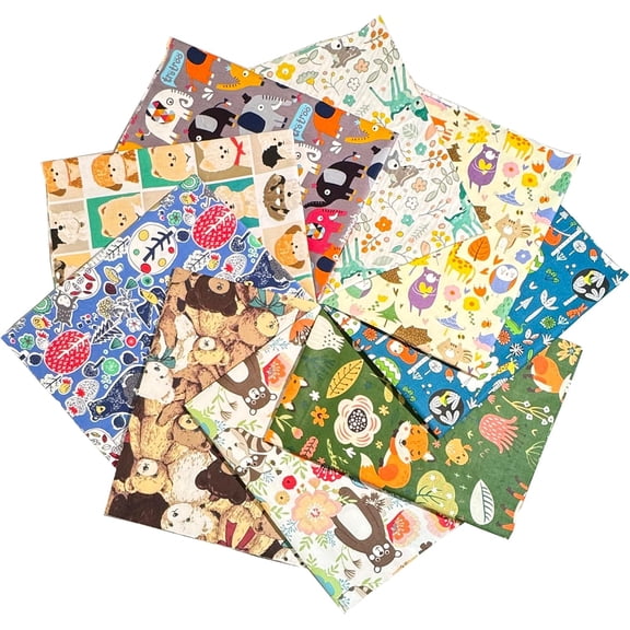 9 Pcs Animal Fabric Patterns Fat Quarters Bundles,Quilting Supplies ClearaBoklzore No Repeat Designs for Baby Boy Kids,18"x 22"