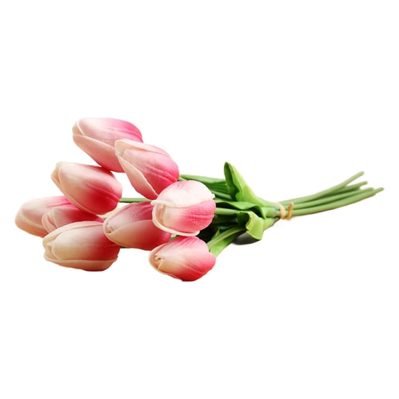 9 Pcs Artificial Tulips Stems Artificial Flowers Fake Tulip Faux Flowers PU Mini Artificial Tulips Bouquets for Spring Home Easter Wedding Party Centerpiece Decoration