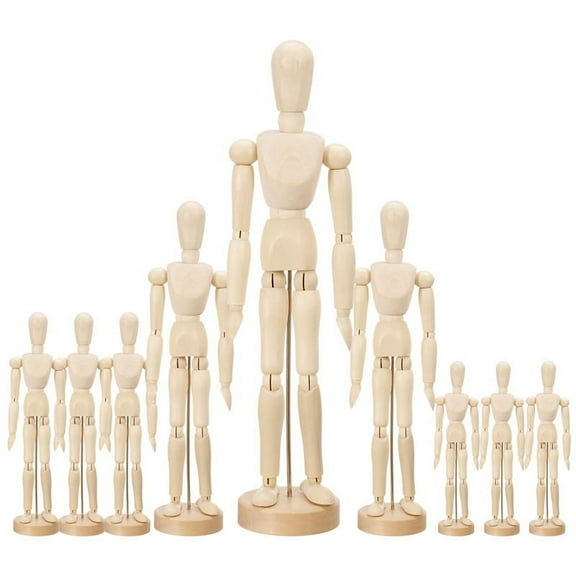 9 Pcs Artist Mannequin Model Wooden Manikin Drawing Moveable Figure Model with Stand Flexible Jointed Mannequin