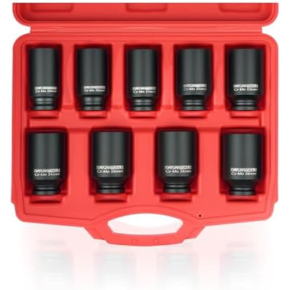 9 Pcs Axle Nut Hub Impact 1/2" Drive Socket 29 30 31 32 33 34 35 36 38mm Socket Set$$Tools & Hardware Other