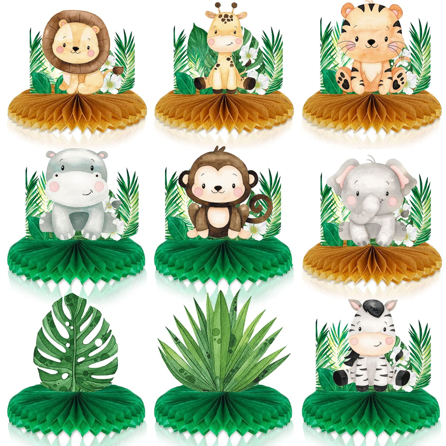 9 Pcs Baby Jungle Animals Centerpieces,Sage Green Baby Shower
