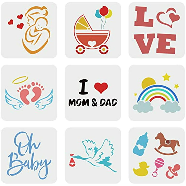  22 Pack Cute Baby Shower Stencils For Onesie