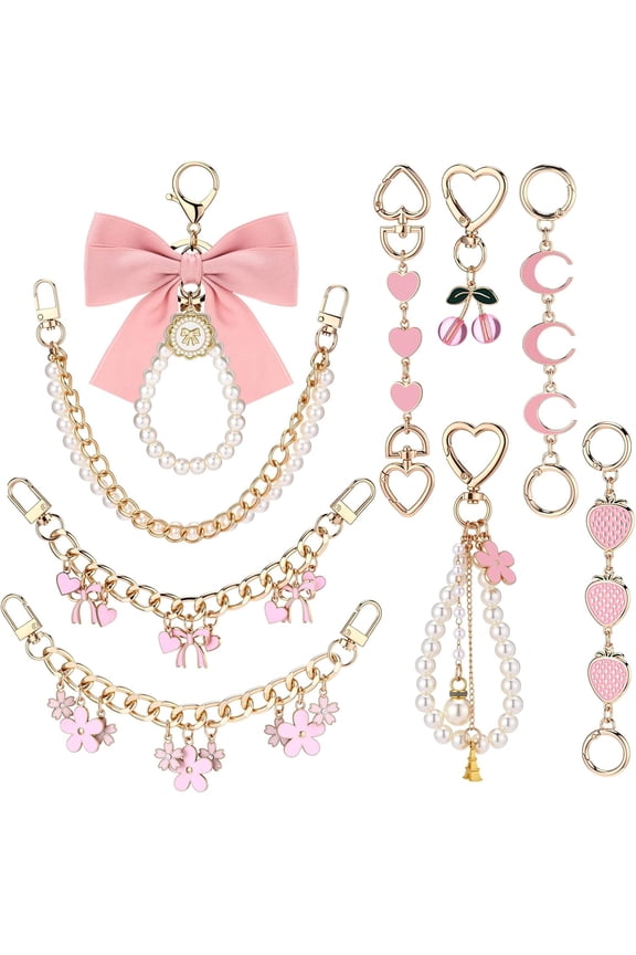 9 Pcs Bag Extender Chain Purse Extender Chain Bow Keychain Cute Keychain Purse Accessories Bag Charms for Handbags Backpack