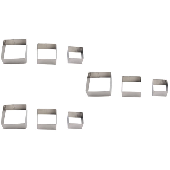 9 Pcs Baking Mold Stainless Steel Square Shape Biscuits Cookie Stamp Baking Mold Kitchen Cookie Mold Cake Decoration Tool