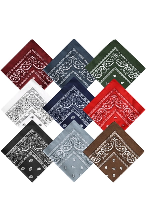 9 Pcs Bandanas, 22 x 22 Inch Soft Breathable Square Scarf, Multi-Purpose Head Wrap Face Cover Handkerchief for Adults Teens