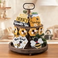 thumbnail image 1 of 9 Pcs Bee Tiered Tray Decor Set Spring Summer Tiered Tray Decorations Farmhouse Bee Wood Table Sign Hive Honey Table Top Decor for Kitchen Party Favor Home Shelf, 1 of 9