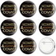 thumbnail image 1 of 9 Pcs Black Gold Vaccine Button Pins Vaccinated Against Covid Leaf Pattern For Men's/Women's Brooches or Doctors Nurses Hospitals 2-1/4 Inch Colorful, 1 of 7