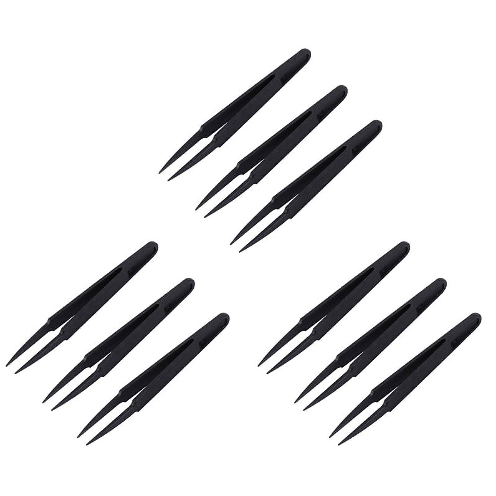 9 Pcs Black Plastic Electronic Pointy Tip AntiStatic Tweezers
