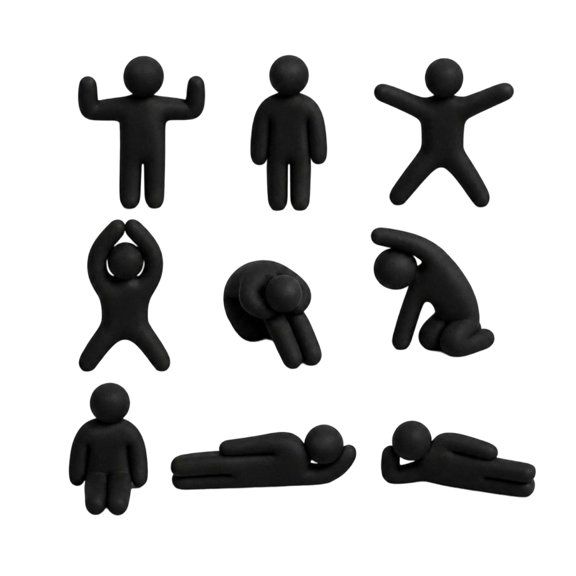 9 Pcs Blank Meccha 3D Characters Paintable Multiple Pose Figures, 3D Printed DIY Craft Kit for School Projects & Birthday Parties(Black