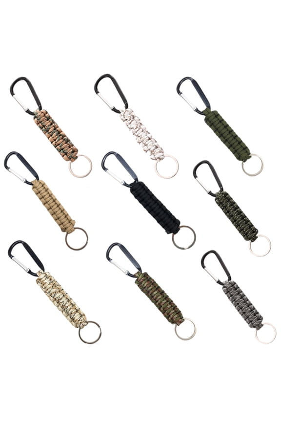 9 Pcs Braided Keychain, Heavy Metal Carabiner Clip, Wear Resistant Lanyard Key Ring, Portable Hanging Accessory for Backpack Outdoor Daily Use
