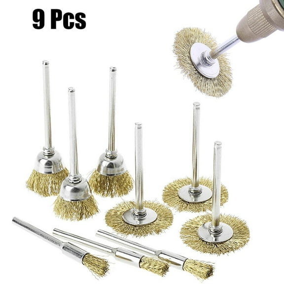 9 Pcs Brass Brush Bowl/Flat/Pen Type Wire Wheel Brushes For Removing Burrs Rust Dust Oxide Layer Hand Tools
