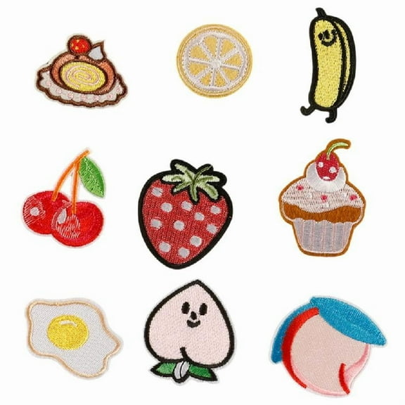 9 Pcs Cake Embroidered Patches Applique Patches Strawberry Iron on Patches