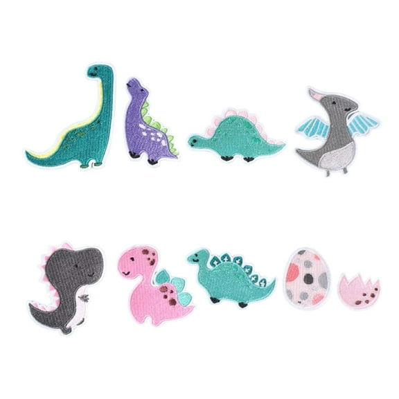 9 Pcs Cartoon Dinosaur Iron On Patches Applique Patches Animal Repair Patches Embroidery Patches for Clothes Decoration