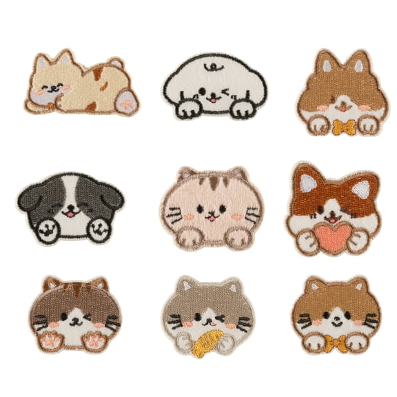 9 Pcs Cartoon Embroidered Patches Dogs Iron on Patches Repair Patches Sewing on Applique Patches for Clothes Bag
