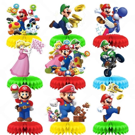 9 Pcs Cartoon Mario Honeycomb Centerpieces 3D Table Decorations Table Deco Birthday Party Supplies Party Decoration