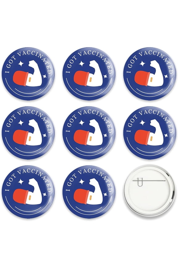9 Pcs Cartoon Vaccine Button Pins I Got Vaccinated Blue For Men's/Women's Brooches or Doctors Nurses Hospitals 2-1/4 Inch Colorful DIY