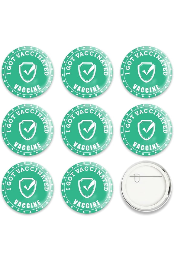 9 Pcs Cartoon Vaccine Button Pins I Got Vaccinated Green for DIY Men's/Women's Brooches or Doctors Nurses Hospitals 2-1/4 Inch