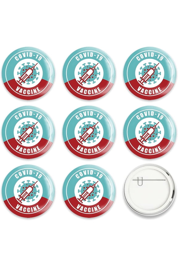 9 Pcs Cartoon Vaccine Button Pins I Got Vaccinated Red and Blue For Men's/Women's Brooches or Doctors Nurses Hospitals 2-1/4 Inch Colorful