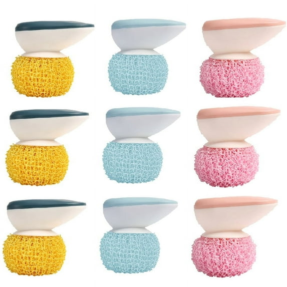 9 Pcs Cleaning for Cleaning Kitchen Cleaning Scrubber Washing Pot Scouring with Handle