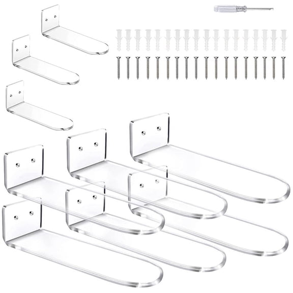 9 Pcs Clear Acrylic Floating Shelves for Wall Mount,Shoe Shelves,Floating Sneaker Display,Show Shelf,Wall Shoe Rack,9 x shoe racks 18 x screws 18 x expansion tubes 1 x screwdriver,As Shown
