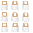thumbnail image 1 of 9 Pcs Clear Plastic Gift Bags with Handle, Trianu Reusable Transparent Gift Wrap Tote Bag for Shopping Boutique Wedding Birthday Baby Shower Party Favor (6.3 x 5.9 x 2.75in, Champagne), 1 of 7