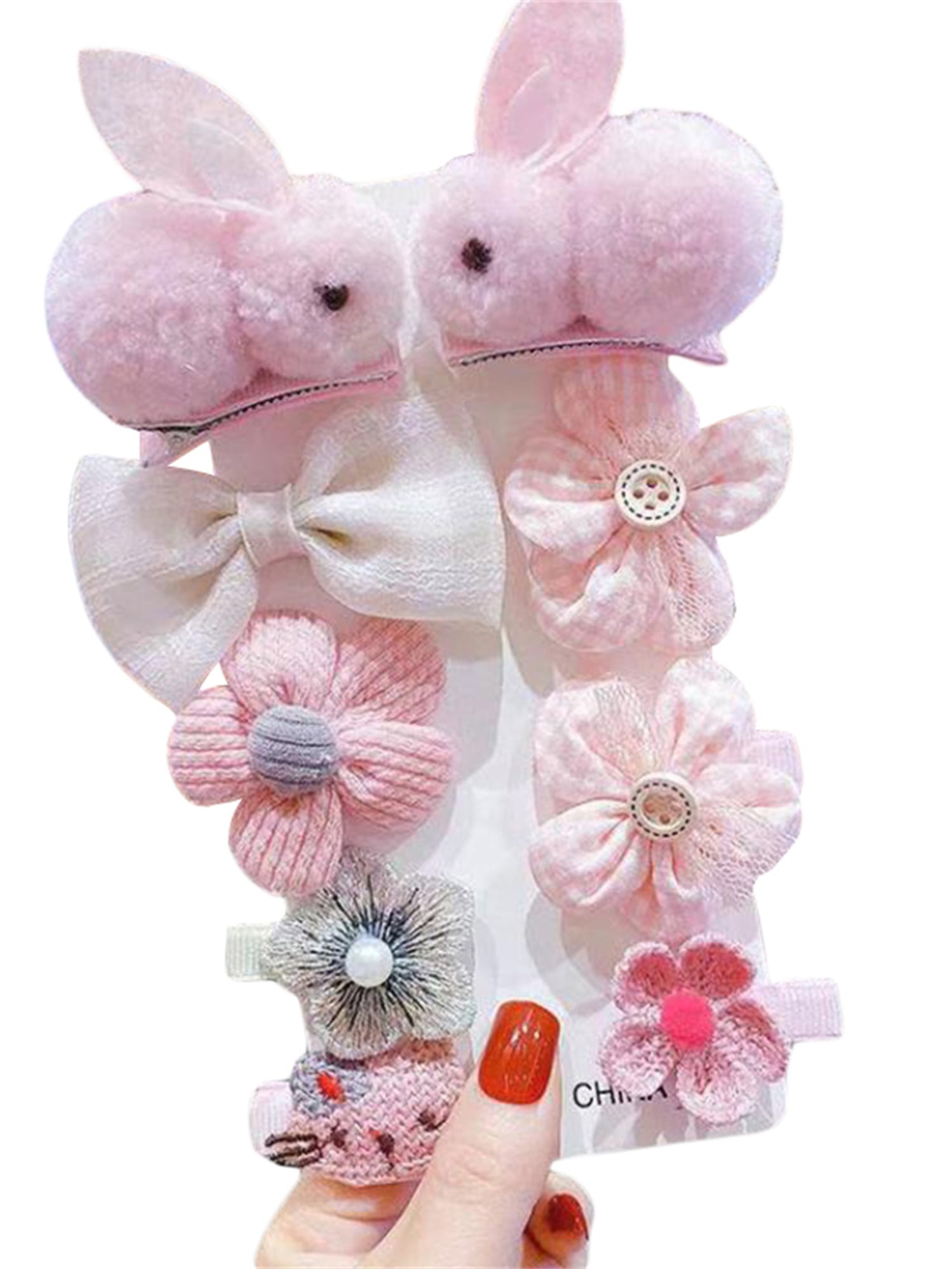 9 Pcs Cute Hair Clips, Bunny Flower Barrettes, Hair Accessories
