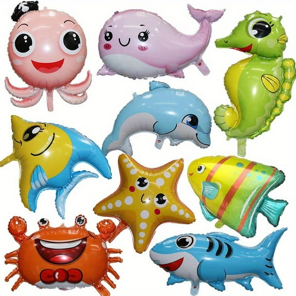 9 Pcs Cute Ocean Balloons Underwater Creature Themed Balloons Ocean Themed Party Decorations  Party Decoration Balloons, Suitable for Themed Gatherings