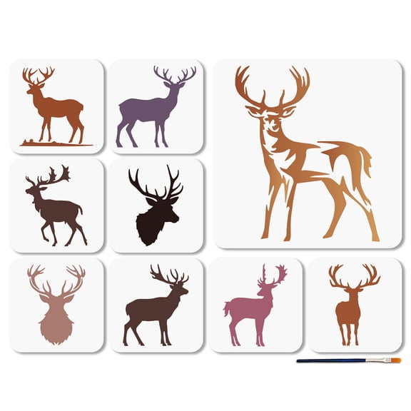 9 Pcs Deer Stencils Reusable Deer Head Stencil